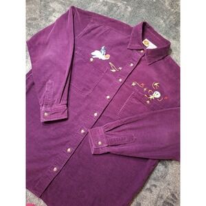 Looney Tunes Tweety Bird‎ Sylvester Embroidered Corduroy Shirt Jacket Womens S